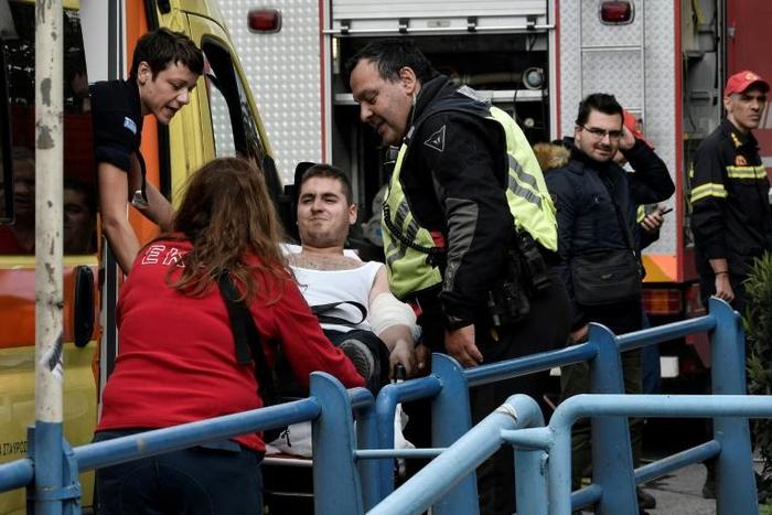 Two people were evacuated from a stairwell and three from a balcony
