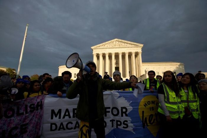 Defenders of  people known as "Dreamers" -- who were brought to the US illegally as children -- rally outside the Supreme Court on November 10, 2019