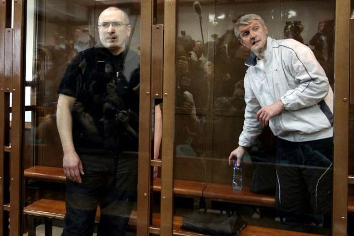 Khodorkovsky, left, and his business partner Platon Lebedev, right,  both spent a decade in jail for corruption. Putin unexpectedly pardoned Khodorkovsky in 2013
