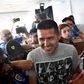 Juan Roman Riquelme arrives to vote at Boca Juniors' Bombonera stadium