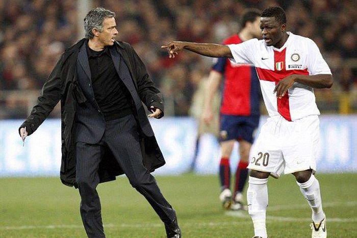 Mourinho and Muntari at Inter Milan