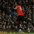 Anthony Martial celebrates Manchester United's second goal against Manchester City