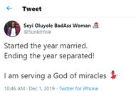 “I started the year married but ending it separated” – Popular feminist praises God