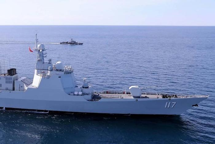 A Chinese navy Xining destroyer took part in the drills in the Indian Ocean and the Gulf of Oman