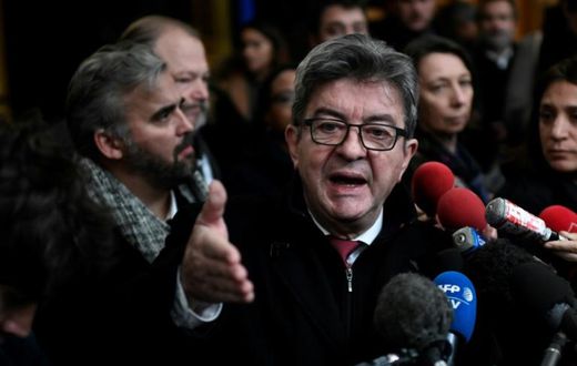 Jean-Luc Melenchon was convicted Monday for shoving a police officer during a search of his party's offices last year.