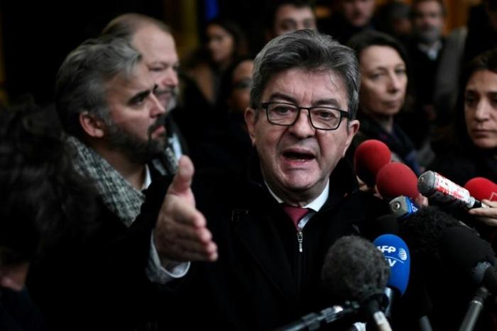 Jean-Luc Melenchon was convicted Monday for shoving a police officer during a search of his party's offices last year.