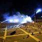 Barricades burned in the main road next to Hong Kong Polytechnic University on Saturday night