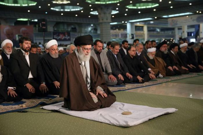 Iran's Supreme Leader Ayatollah Ali Khamenei on Friday labelled the governments of Britain, France and Germany "American lackeys" in a speech as he led the main weekly Muslim prayers in Tehran for the first time since 2012

on January 17, 2020, shows K...