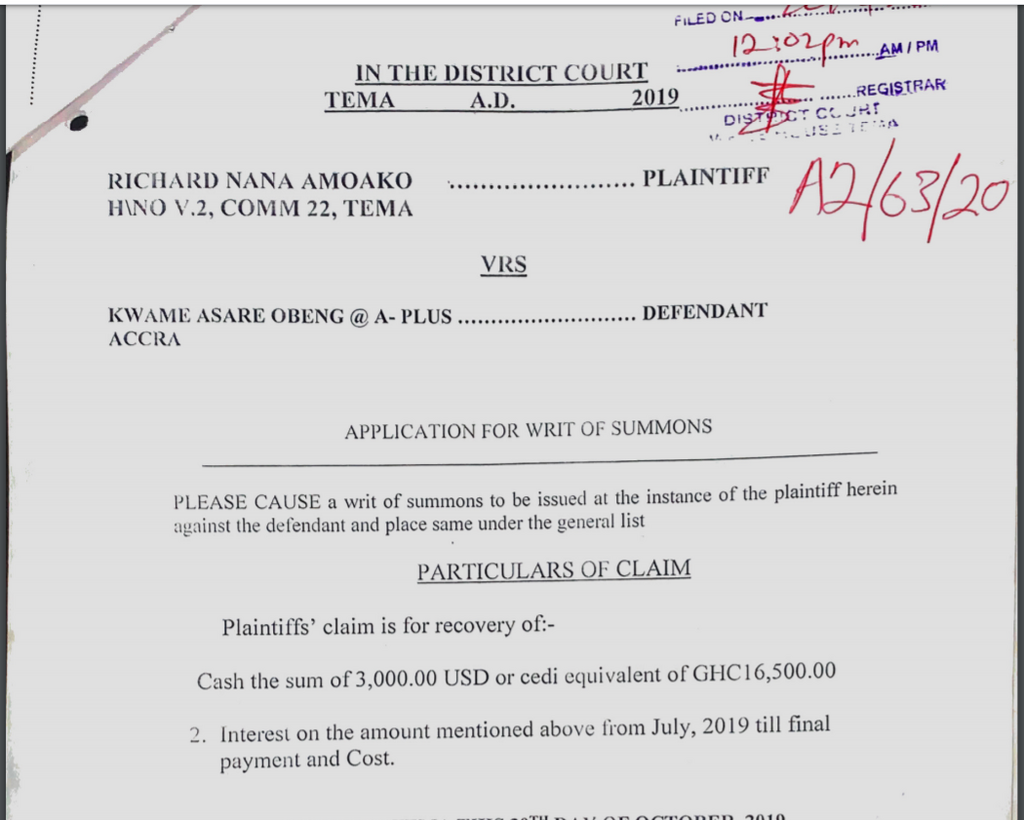 A Plus sued