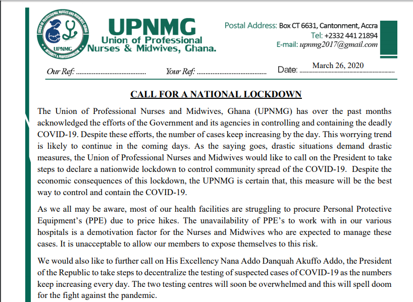 Statement from UPNMG