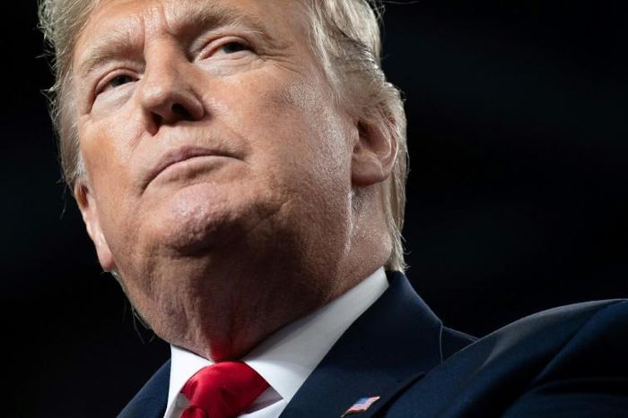(FILES) In this file photo taken on January 9, 2020 US President Donald Trump speaks in Toledo, Ohio; His meeting with President Barham Saleh will be the first between Trump and Iraqi officials since tensions erupted over the US killing of a top Irania...