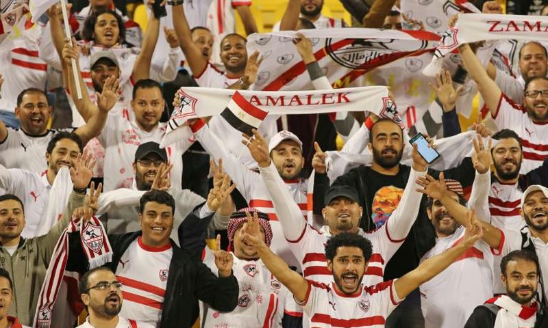 Zamalek fans watch their side's Super Cup clash against Esperance Sportive in Doha