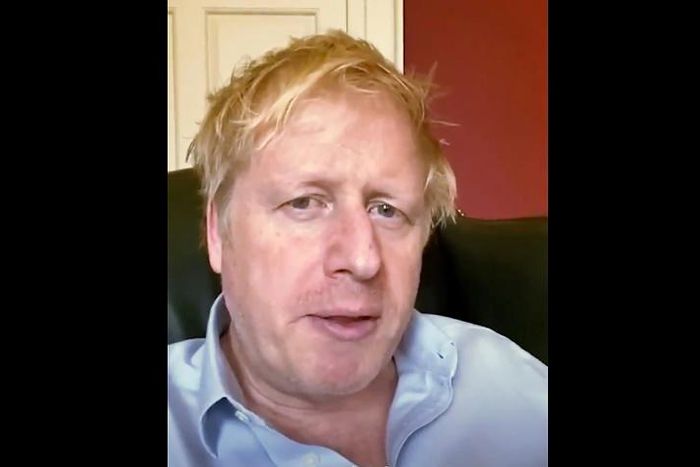 Bris Johnson in self-isolation in Downing Street on April 3