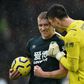 Burnley forward Matej Vydra (left) and goalkeeper Nick Pope celebrate their side's 2-1 victory against Southampton in the Premier League