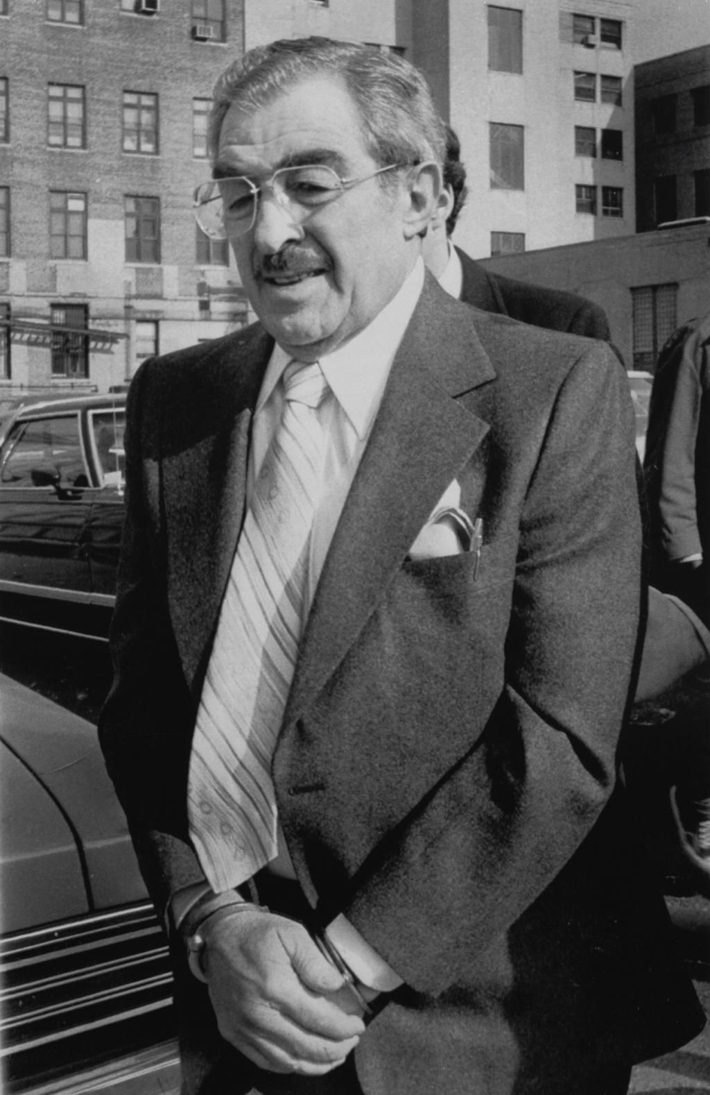 Anthony &quot;Tony Pro&quot; Provenzano arrives for his trial on labor racketeering charges in 1979.