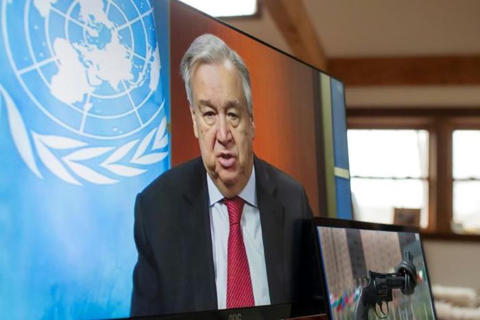 UN chief Antonio Guterres, pictured during a virtual press conference on April 3, 2020, hopes for a COVID-19 vaccine by the end of 2020