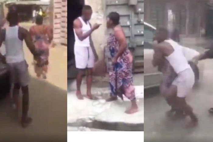 Woman flees from lockdown marathon sex, angry husband chases her into the town (video)