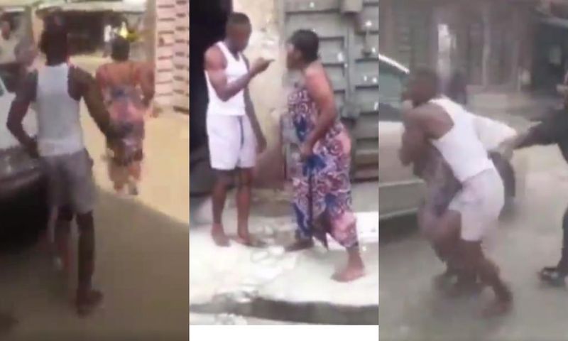 Woman flees from lockdown marathon sex, angry husband chases her into the town (video)