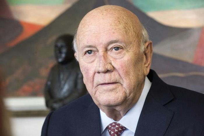 De Klerk, 83, shared the Nobel Peace Prize with Nelson Mandela in 1993 for dismantling white-minority rule and ushering in democracy
