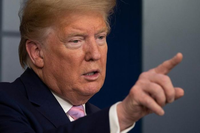 President Donald Trump told National Football League commissioner Roger Goodell he believed the season would kick off as scheduled in September; Trump is pictured April 4, 2020