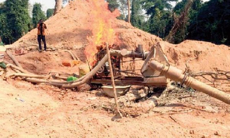 Furious minister orders burning of galamsey equipment