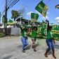 Supporters of presidential candidate David Granger, of the ruling Partnership for National Unity and Alliance for Change (ANPU-AFC), in Georgetown, Guyana, on the eve of the country's election held on March 2, 2020