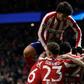 Joao Felix (top) celebrates after Atletico Madrid's second goal in a 2-0 win over Lokomotiv Moscow on Wednesday.