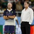 Jacques Nienaber (left) was confirmed on Friday as new South Africa head coach, taking over from  Rassie Erasmus (right) who remains as director of rugby