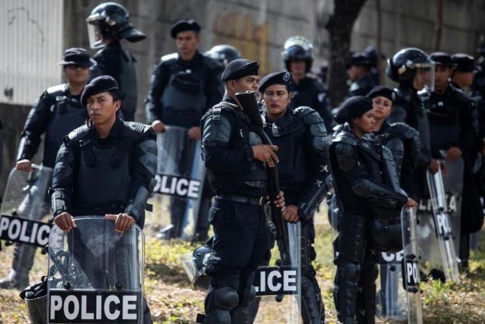 Riot police deploy in Managua after Nicaraguan opposition parties called for a protest against the government of President Daniel Ortega