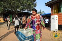 Photos show President Akufo Addo and his wife Rebecca voting at Kyebi