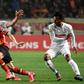 Esperance scorer Billel Bensaha (L) is challenged by Mostafa Mohamed (behind) and Mohamed Abdel Shafy of Zamalek in Tunis