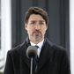 Canadian Prime Minister Justin Trudeau outside his residence in Ottawa announces Can$82 billion in direct aid and deferred taxes to help Canadians and businesses weather the COVID-19 pandemic.