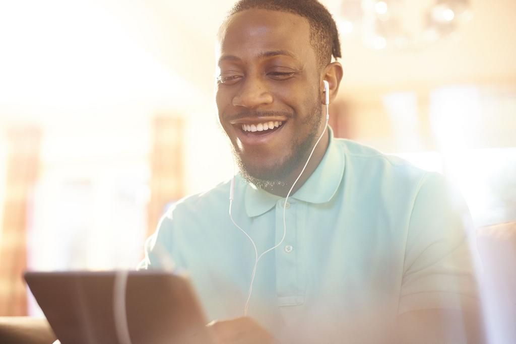 Having a luagh with friends on a video call