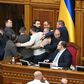 Around 15 Ukrainian lawmakers from President Zelensky's party and their opponents Tymoshenko pushed each other near the parliament's rostrum