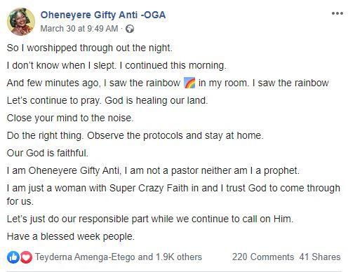 Screenshot of Gifty Anti's post