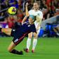 USA midfielder Julie Ertz blocks a pass during her team's 2-0 defeat of England in the SheBelieves Cup friendly tournament