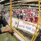 Police watch over fans during a World Cup qualifier between the USA and Mexico at Mexico City's Azteca Stadium