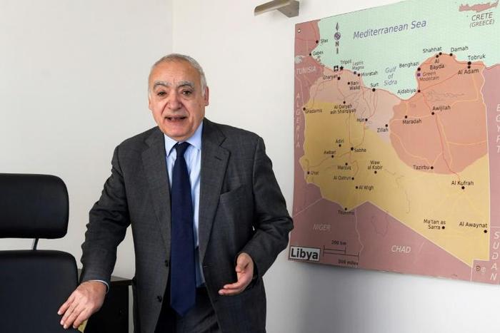 Ghassan Salame, the special representative and head of the United Nations Support Mission in Libya (UNSMIL), speaks during an interview with AFP at his office in the Tunisian capital Tunis