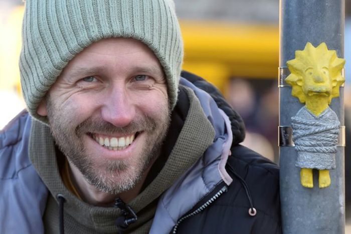 Sculptor Mihajlo (Mihaly) Kolodko draws his inspiration from British artist Banksy -- and popular culture, such as this work based on a character from The Simpsons