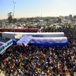 Protesters gather outside Kufa University in the central Iraq on Sunday
