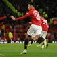 Manchester United forward Mason Greenwood (right) celebrates his equaliser against Everton