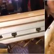 Bride arrives at her wedding in a coffin (video)