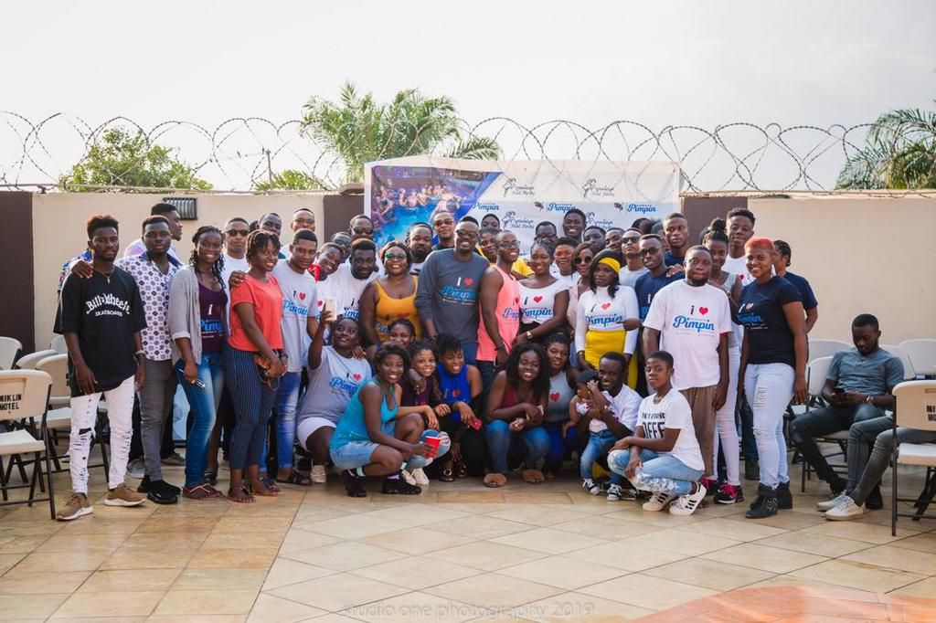 Pimpin and his team at the aponkye pool party