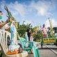 Roman Catholic priest Pepe Quitorio delivers blessing from a motorised tricycle in Borongan in the central Philippines