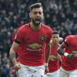 Bruno Fernandes celebrates his first goal for Manchester United