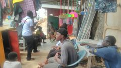The municipal director, Mr Fidel Nii - Akuffo Bortey, sensitizing residents on COVID-19