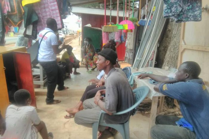 The municipal director, Mr Fidel Nii - Akuffo Bortey, sensitizing residents on COVID-19