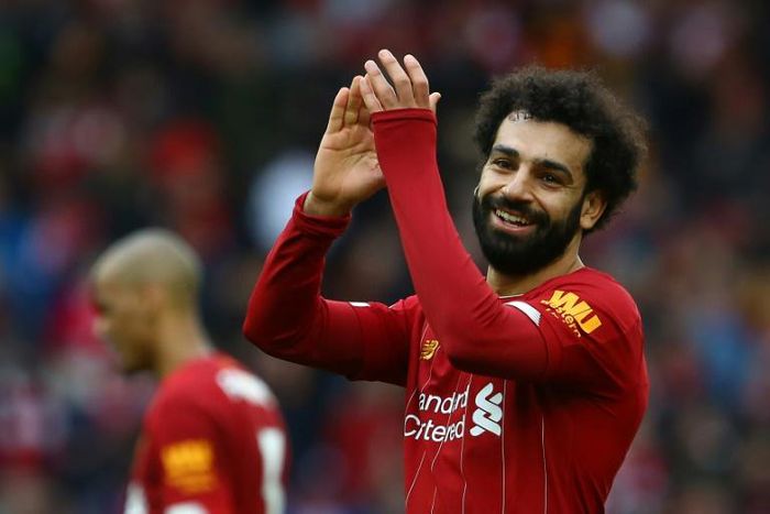 Liverpool star Mohamed Salah applauds the victory over Bournemouth at Anfield