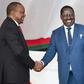 Once were rivals: President Uhuru Kenyatta, left, and opposition leader Raila Odinga at an annual prayer breakfast for national unity in May 2018.