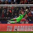 Barcelona goalkeeper Sandra Panos dives to make a save during a match against Atletico Madrid earlier this year.